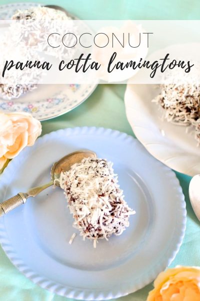 Coconut panna cotta lamingtons