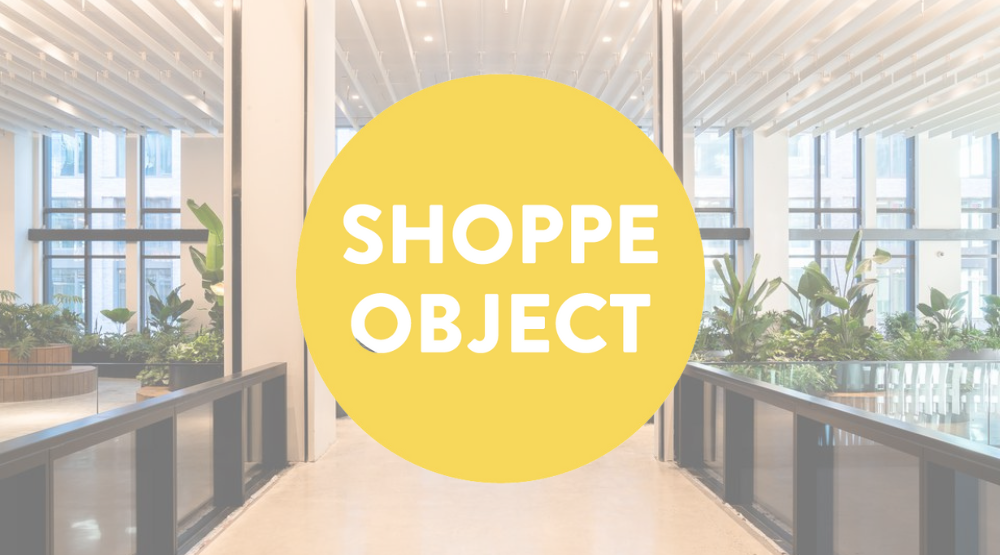 Shoppe Object Logo on Skylight at Essex background